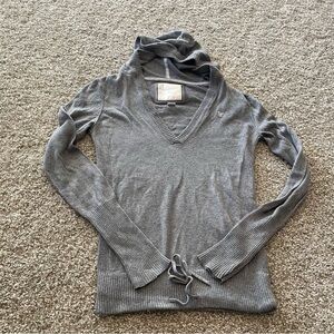 Vintage Y2K American Eagle long line v neck hooded sweater small gray twilight